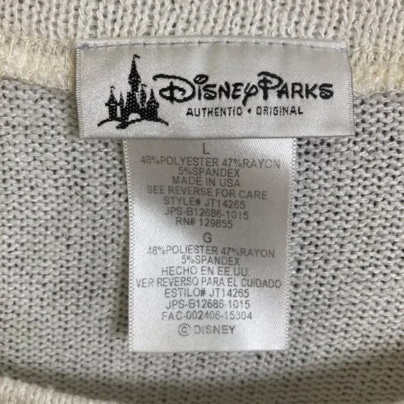 Disney Parks Minnie Mouse Sweater Womens Large Sequin Bow Knit Flaw Cosplay - Picture 3 of 9